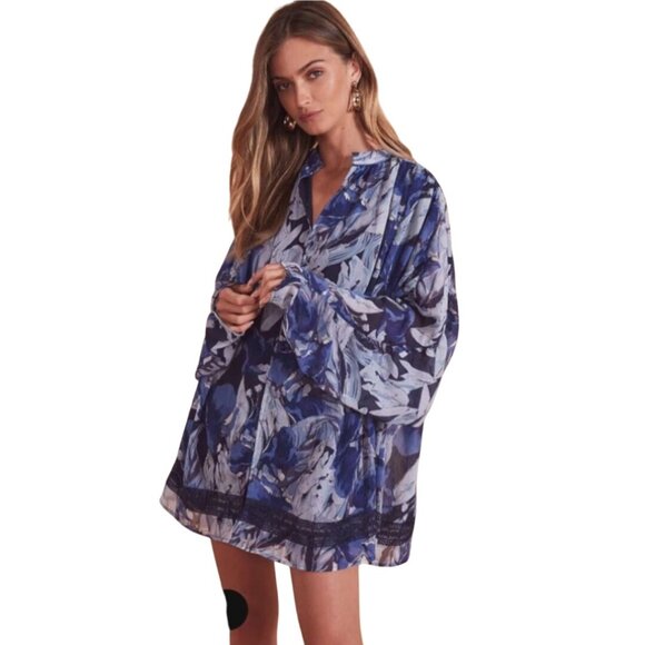 Tularosa Blanka Mini Dress In Midnight Floral Flowy Size S - Picture 1 of 9
